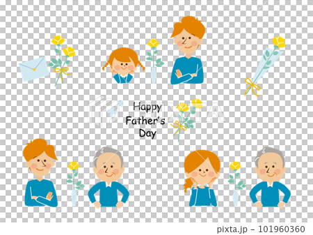 Father's Day Parent and child and yellow rose illustration material Father's Day Parent and child and yellow rose illustration material 101960360