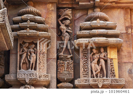 Erotic Sculptures Carving on the Mukteshwara Temple, Bhubaneshwar, Odisha, India. Erotic Sculptures Carving on the Mukteshwara Temple, Bhubaneshwar, Odisha, India. 101960461