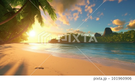 Tropical island background. Illustration AI Generative Tropical island background. Illustration AI Generative 101960906