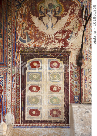 Kamal Morarka Haveli Museum in Shekhawati decorated with painted murals, located in Nawalgarh, Rajasthan, India Kamal Morarka Haveli Museum in Shekhawati decorated with painted murals, located in Nawalgarh, Rajasthan, India 101961859