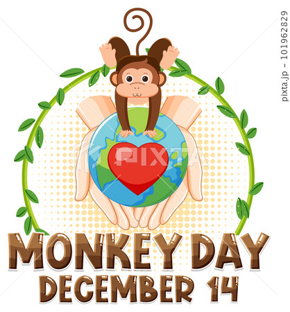 Monkey day text banner design 101962829