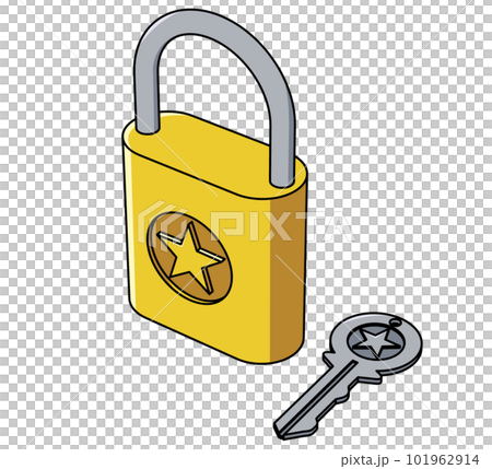 從一個角度看的鎖著的掛鎖和鑰匙的插圖 101962914