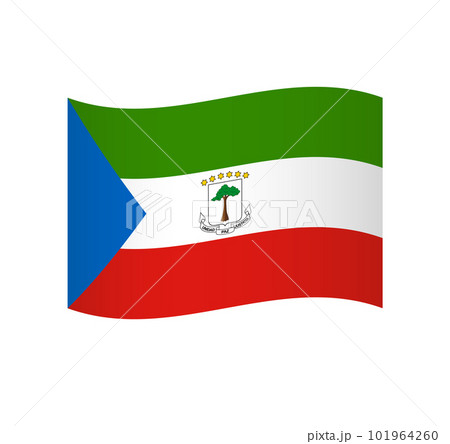 Equatorial Guinea flag - simple wavy vector icon with shading. 101964260