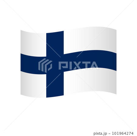 Finland flag - simple wavy vector icon with shading. 101964274