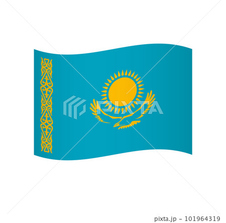 Kazakhstan flag - simple wavy vector icon with shading. Kazakhstan flag - simple wavy vector icon with shading. 101964319