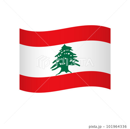 Lebanon flag - simple wavy vector icon with shading. Lebanon flag - simple wavy vector icon with shading. 101964336