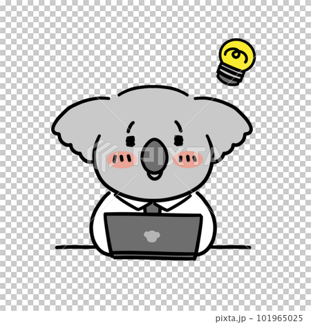 A koala office worker who flashes while working on a PC A koala office worker who flashes while working on a PC 101965025