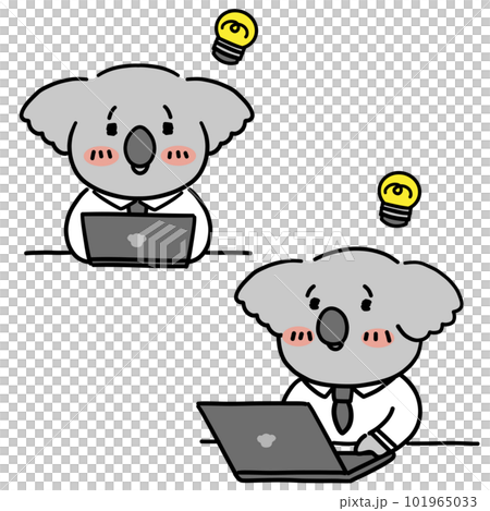 在電腦上工作的考拉上班族 101965033