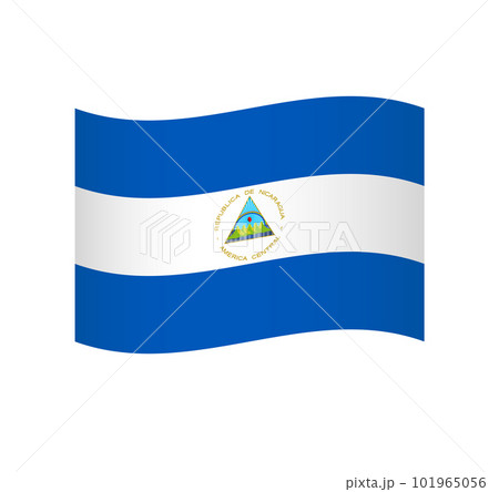 Nicaragua flag - simple wavy vector icon with shading. Nicaragua flag - simple wavy vector icon with shading. 101965056