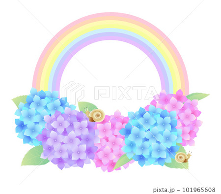紫陽花と虹のイラスト素材 ベクター フレーム 梅雨イメージ 6月 紫陽花と虹のイラスト素材 ベクター フレーム 梅雨イメージ 6月 101965608