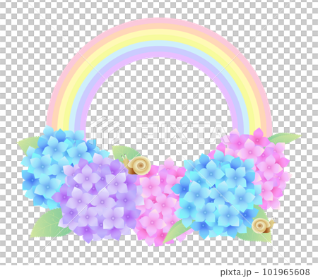 紫陽花と虹のイラスト素材 ベクター フレーム 梅雨イメージ 6月 紫陽花と虹のイラスト素材 ベクター フレーム 梅雨イメージ 6月 101965608