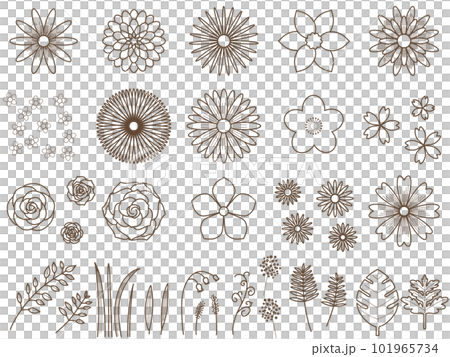 Plant material set (4) Single color outline 101965734