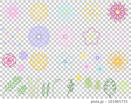 Plant material set ⑤ Colorful outline 101965735