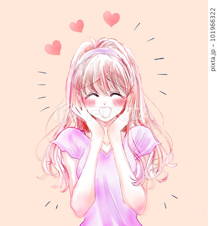 喜ぶ女性　ハート 101966322