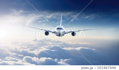 Airplane in sky. Illustration AI Generative Airplane in sky. Illustration AI Generative 101967846