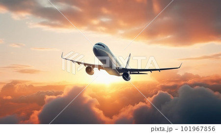 Airplane in sky. Illustration AI Generative Airplane in sky. Illustration AI Generative 101967856