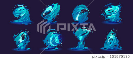 Cartoon sprite sheet of water tornado set Cartoon sprite sheet of water tornado set 101970150