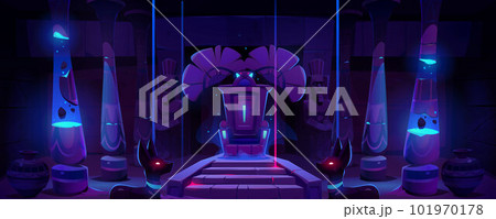 Futuristic dark throne room with neon blue light Futuristic dark throne room with neon blue light 101970178