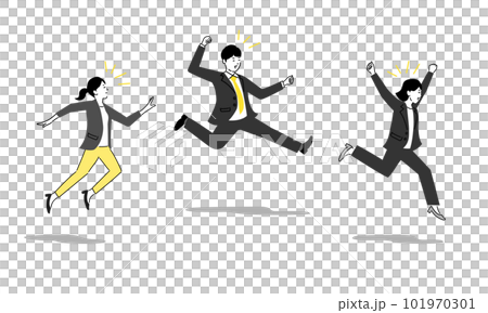 Illustration of a business person who is happy to jump 2, vector 101970301