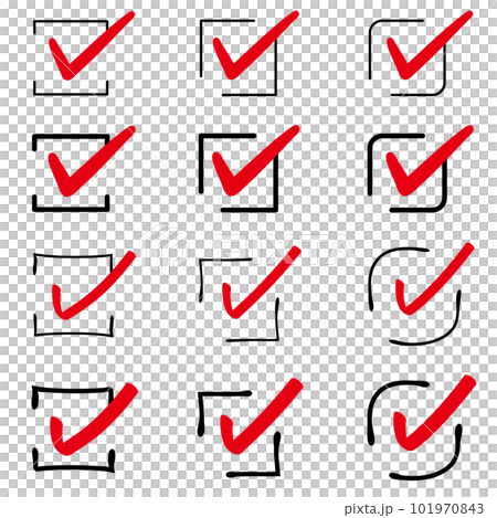 線框手寫複選標記紅色 101970843