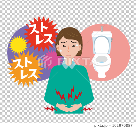 ストレスでお腹が痛くなる女性 101970887