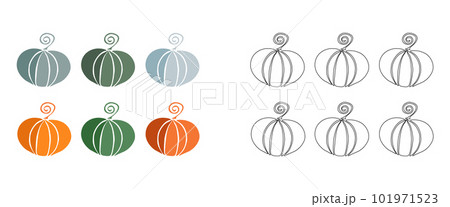 coloring book - set of colored stylized pumpkins coloring book - set of colored stylized pumpkins 101971523