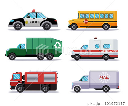 set of car vehicles transport in flat style vector illustration 101972157