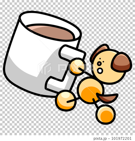 Illustration of a dog taking a coffee break (horizontal reversed version) dog 101972201