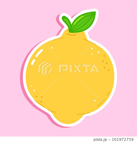 Lemon sticker character. Vector hand drawn cartoon kawaii character illustration icon. Isolated on pink background. Lemon fruit sticker character 101972759