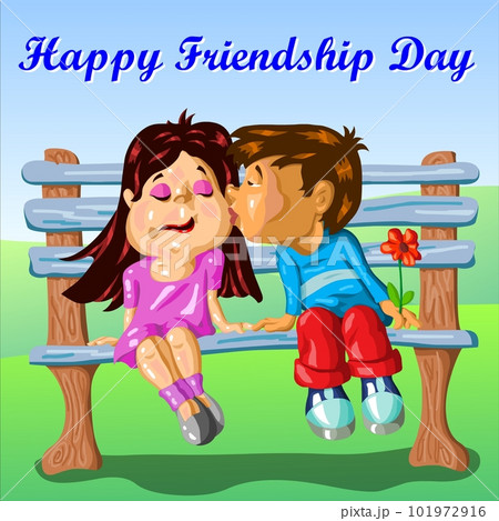 Happy Friendship Day - Love - Boy kissing girl 101972916
