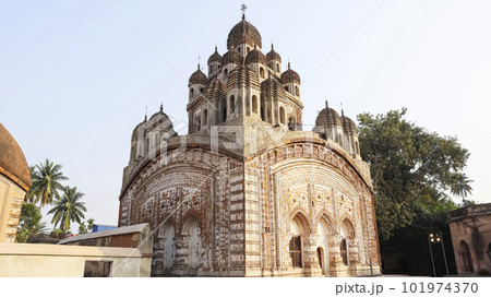 Built in 1751, Krishna Chandraji Temple is a unique temple as it has 25 pinnacles. Only three other terracotta temples of Bengal has 25 Pinnacles, Kalna, West Bengal, India. 101974370