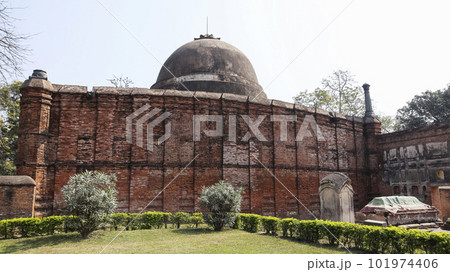 Rear-view of Main Kadam Rasul Mosque, Gour, Malda, West Bengal, India. 101974406