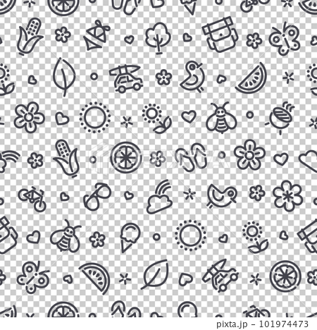 Summer Seamless Pattern with Icons - Stock Illustration [101974473