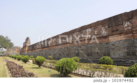 Outside View of Adina Mosque Wall, Adina, West Bengal, India. 101974492