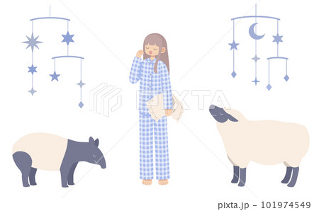 羊と獏とパジャマの女性 101974549