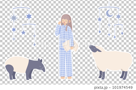 羊と獏とパジャマの女性 101974549