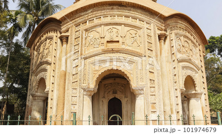Temple Dome of Bhavanisar Temple, Built By Queen Bhavani of Natore in 1755AD, Jiaganj, West Bengal, India. 101974679