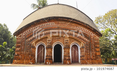 View of One of the Char Bangla Temple, Jiaganj, West Bengal, India. 101974687