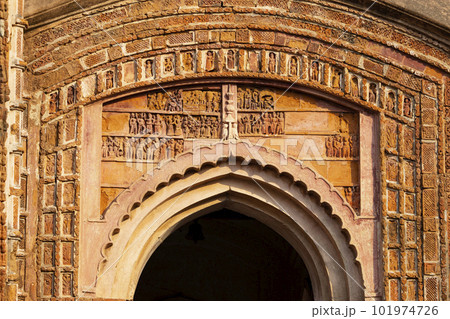 Red Bricks Temple of Lalji with Human life depiction, Kalna, West Bengal, India. Red Bricks Temple of Lalji with Human life depiction, Kalna, West Bengal, India. 101974726