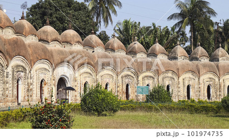 View of 108 Shiv Temple, Built By King Teja Chandra Bhadur in 1809 AD, Kalna, West Bengal, India. 101974735
