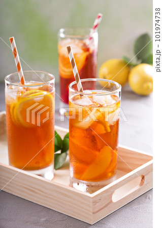 Iced tea variety in tall glasses Iced tea variety in tall glasses 101974738