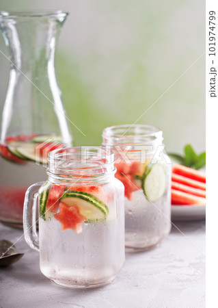 Watermelon and cucumber detox water Watermelon and cucumber detox water 101974799