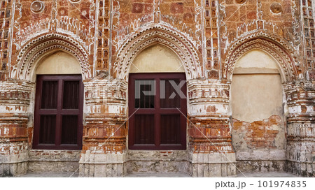 Red Bricks Temple of Lalji and Windows, Kalna, West Bengal, India. Red Bricks Temple of Lalji and Windows, Kalna, West Bengal, India. 101974835