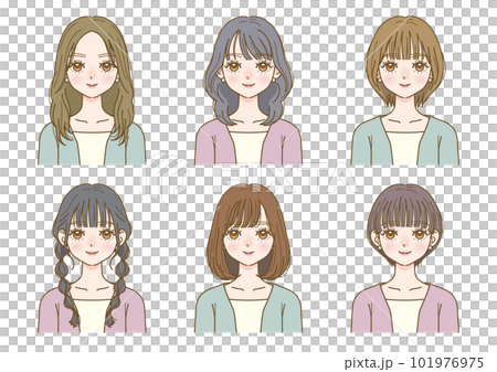 各種髮型的女性面孔 101976975