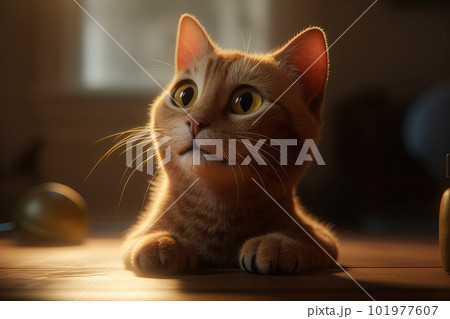 big eyes cartoon Cat character illustration generative ai 101977607
