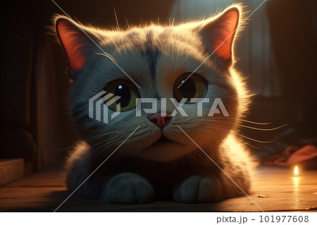 big eyes cartoon Cat character illustration generative ai 101977608