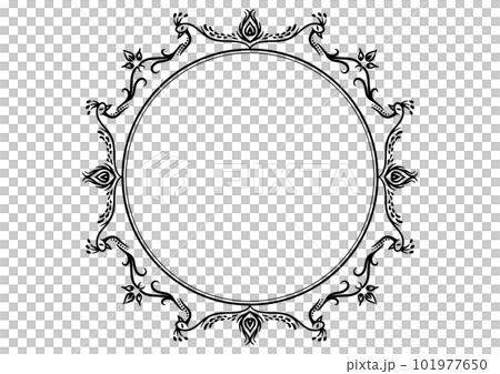 インド風の飾りフレーム。クジャクのデザイン。 101977650