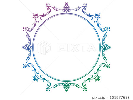 インド風の飾りフレーム。クジャクのデザイン。 101977653