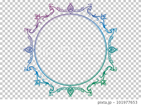 インド風の飾りフレーム。クジャクのデザイン。 101977653