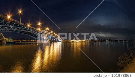 Beautiful sunset night over Rhine / Rhein river and old bridge in Mainz near Frankfurt am Main, Germany. Beautiful sunset night over Rhine / Rhein river and old bridge in Mainz near Frankfurt am Main, Germany. 101978868